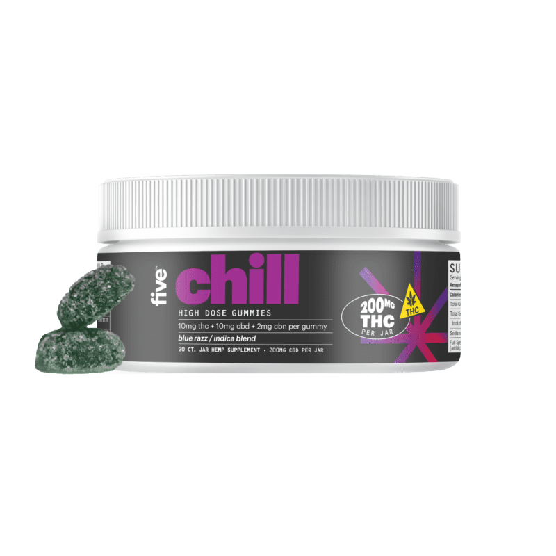 five HighDose20ctJarLabel Chill UPDATE FRONT WithGummies