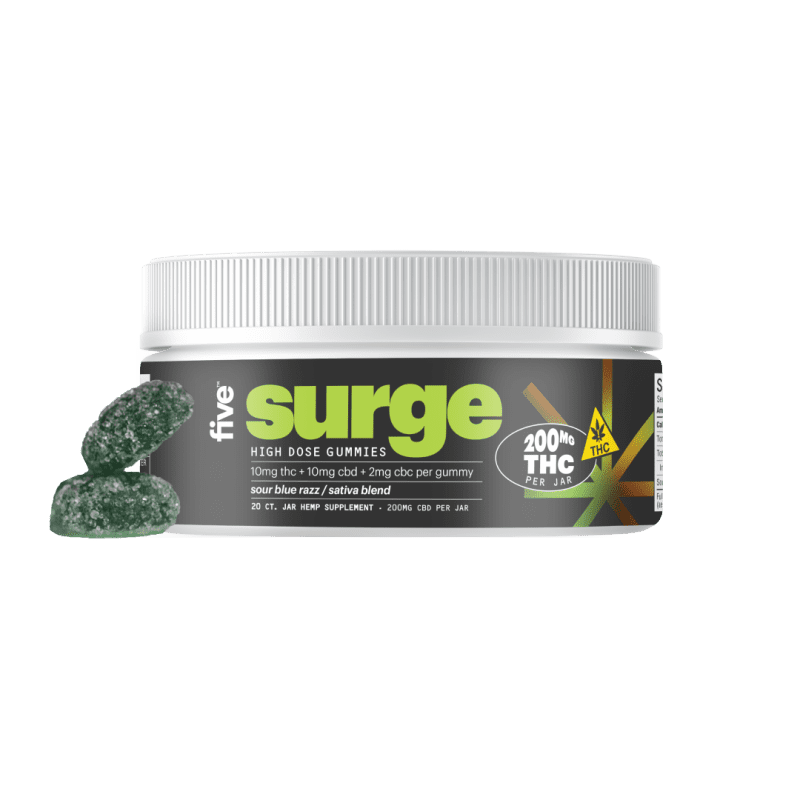 five HighDose20ctJarLabel Surge UPDATE FRONT WithGummies